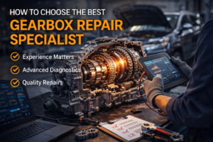 gearbox repair specialist working on transmission